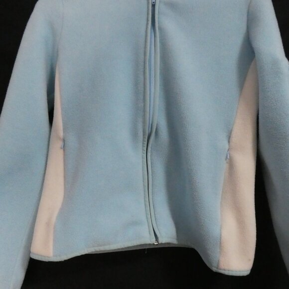 GAP | small | Light Blue Zip-Up Fleece Hoodie | White Side Panels | Zip Pockets - Picture 8 of 15